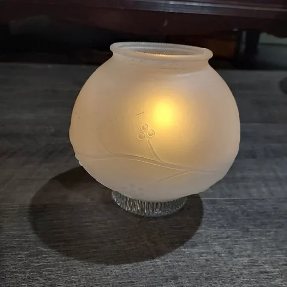 Lamp Shade Frosted Glass Ceiling Light Fixture Globe Stem Berries 3.25" Fit. - Picture 2 of 11